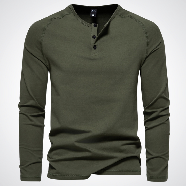 T-shirt à Manches Longues et Col Tunisien Homme