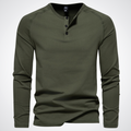 Men's Long-Sleeve T-Shirt with Henley Neck