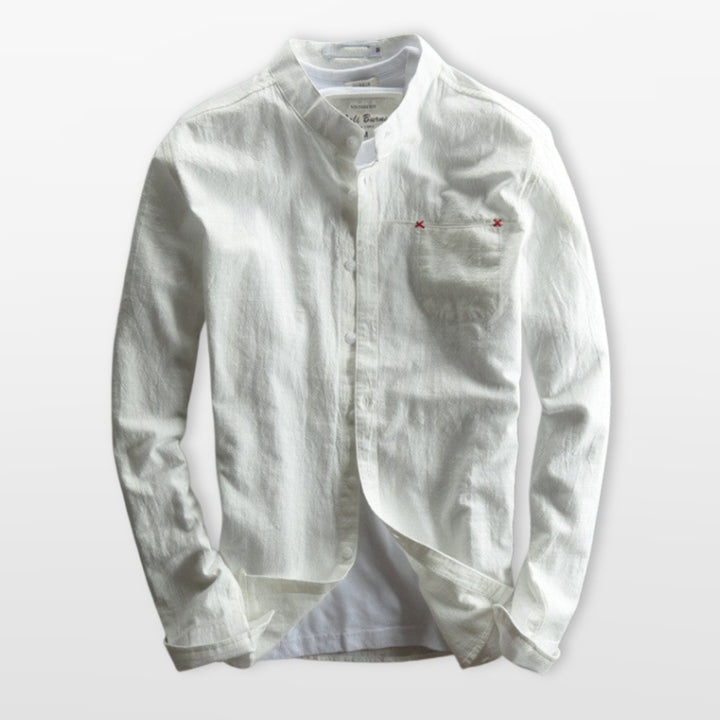 Chemise Col Mao Ajustée Manches Longues Homme