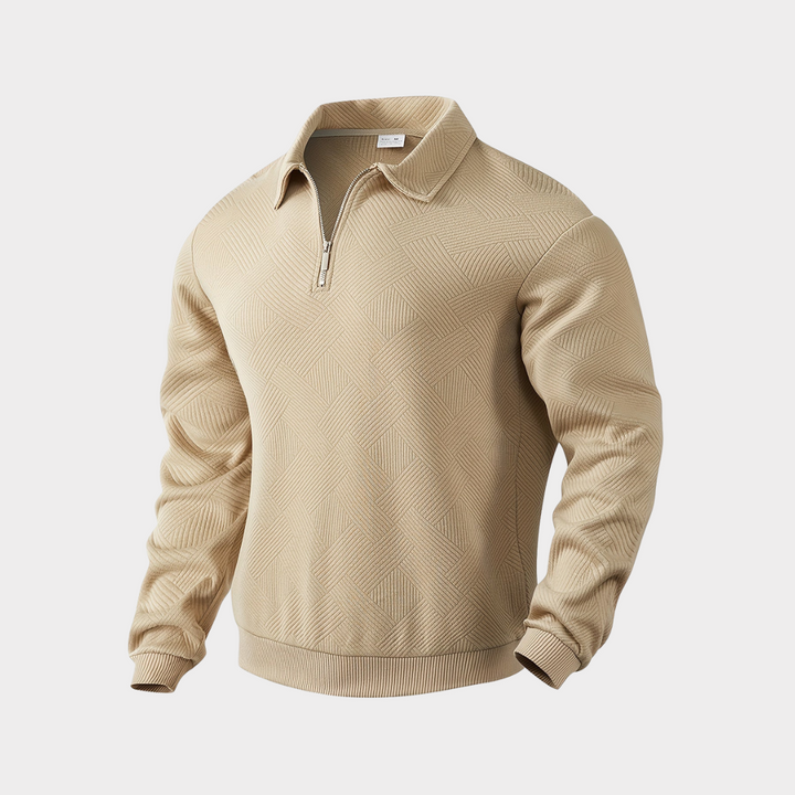 Pull Zippé à Col Polo Homme