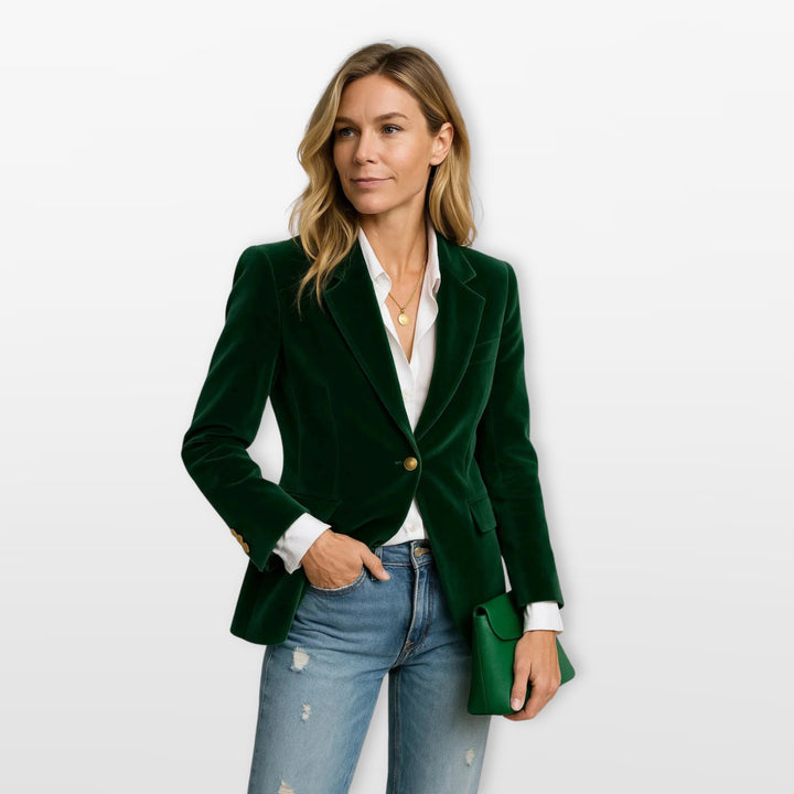 Blazer Velours Coupe Ajustée Élégant Femme