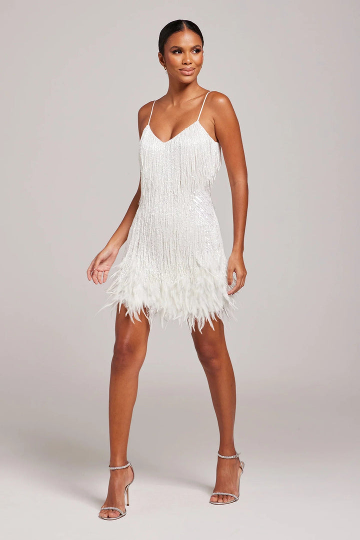 Robe Mini À Franges Et Bretelles Femme