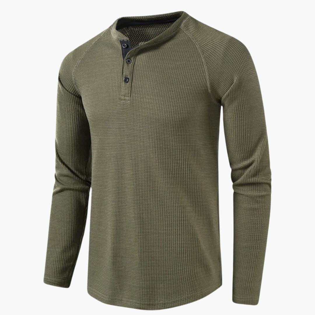 T-shirt Manches Longues Col Tunisien Homme