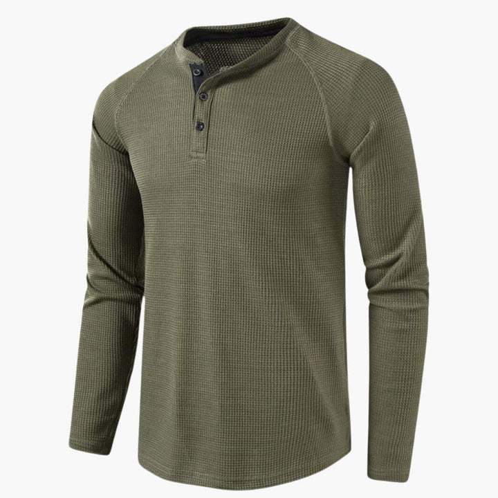 T-shirt Manches Longues Col Tunisien Homme