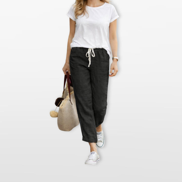 Pantalon Cordon Taille Élastique Ample Femme