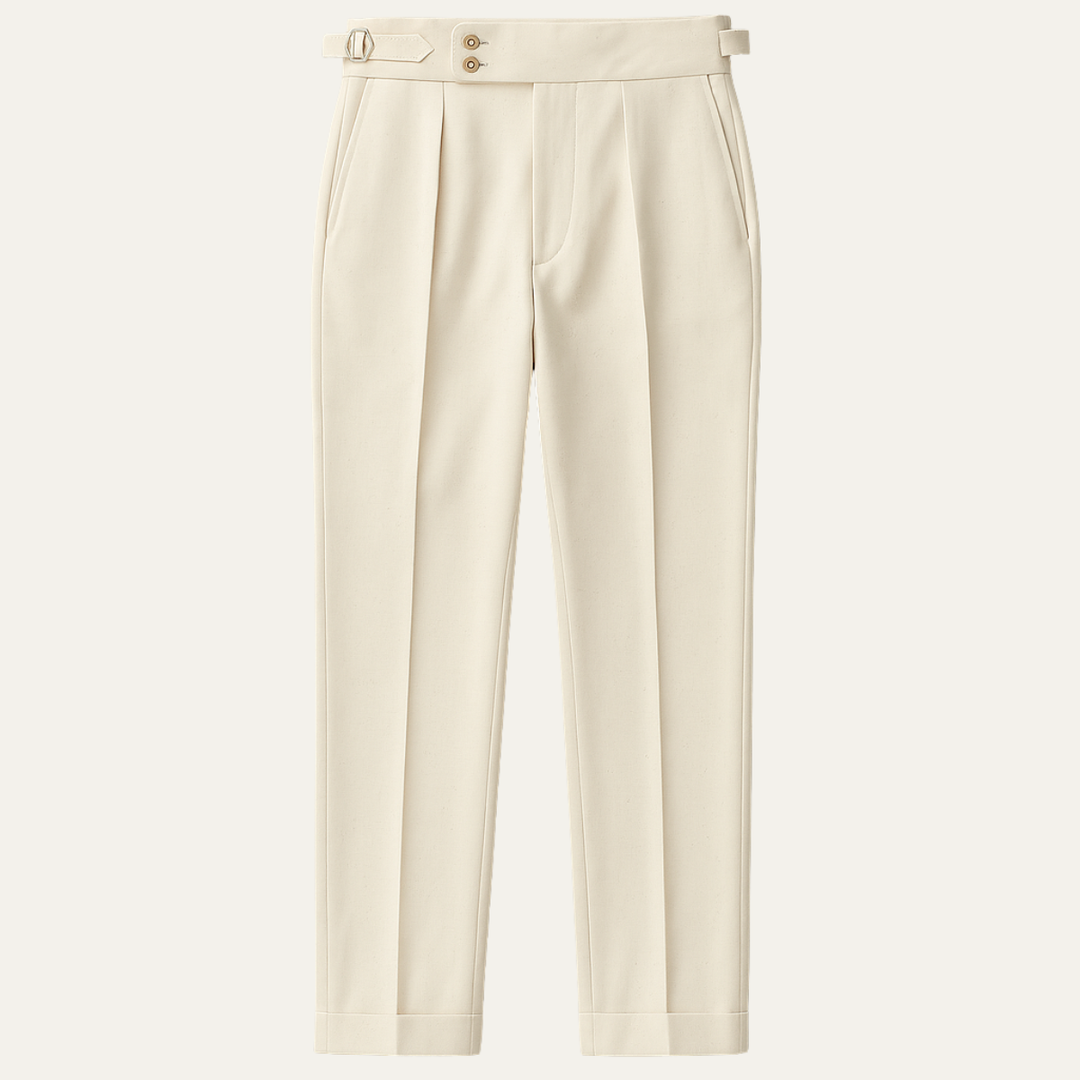 Pantalon Habillé à Plis et Boucles Latérales Homme