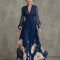 Robe Longue Fleurie à Col V Pour femme