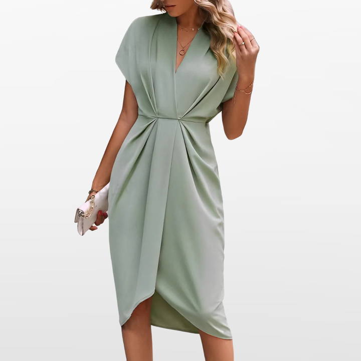 Robe Portefeuille Drapée Élégante Femme