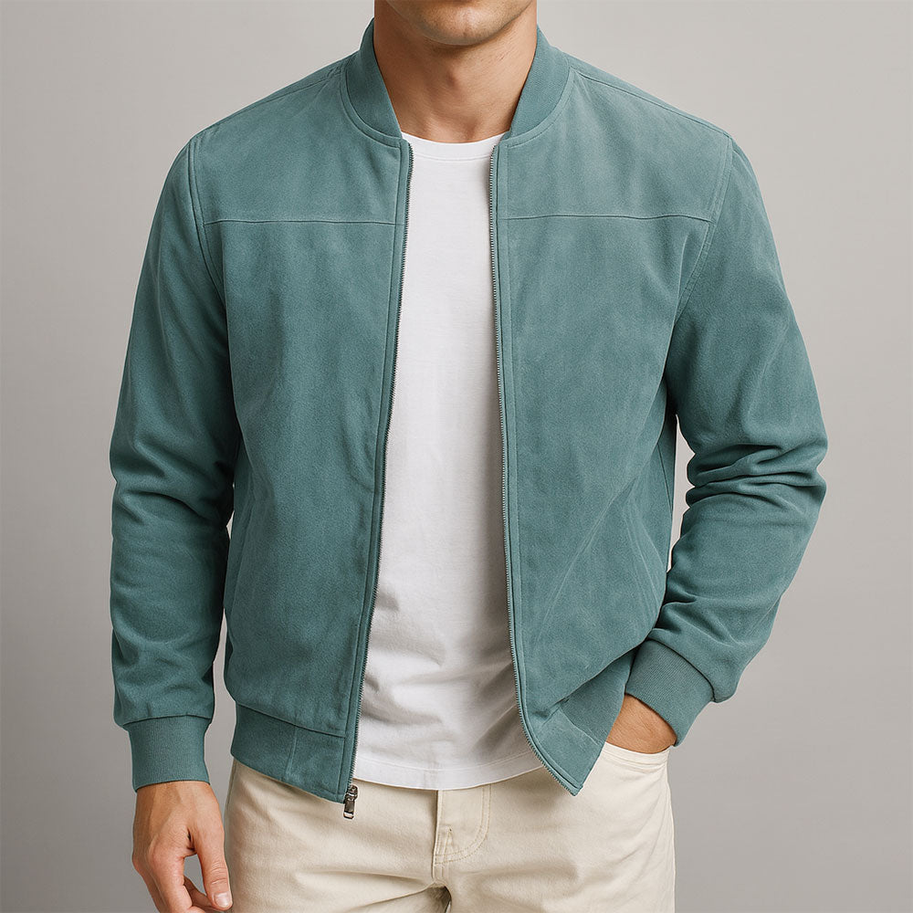 Blouson Zippé Effet Suédine Homme