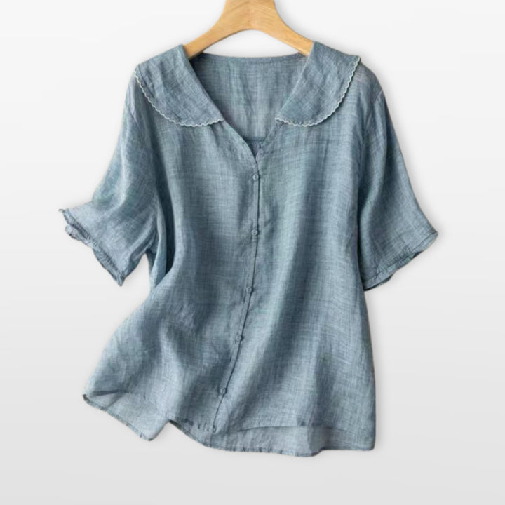Blouse Boutonnée Col Claudine Femme