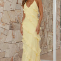 Women's Long Ruffled V-Neck Dress