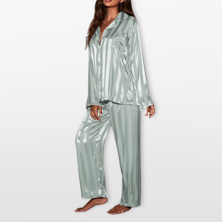 Pyjama Satin Rayé Élégant Femme