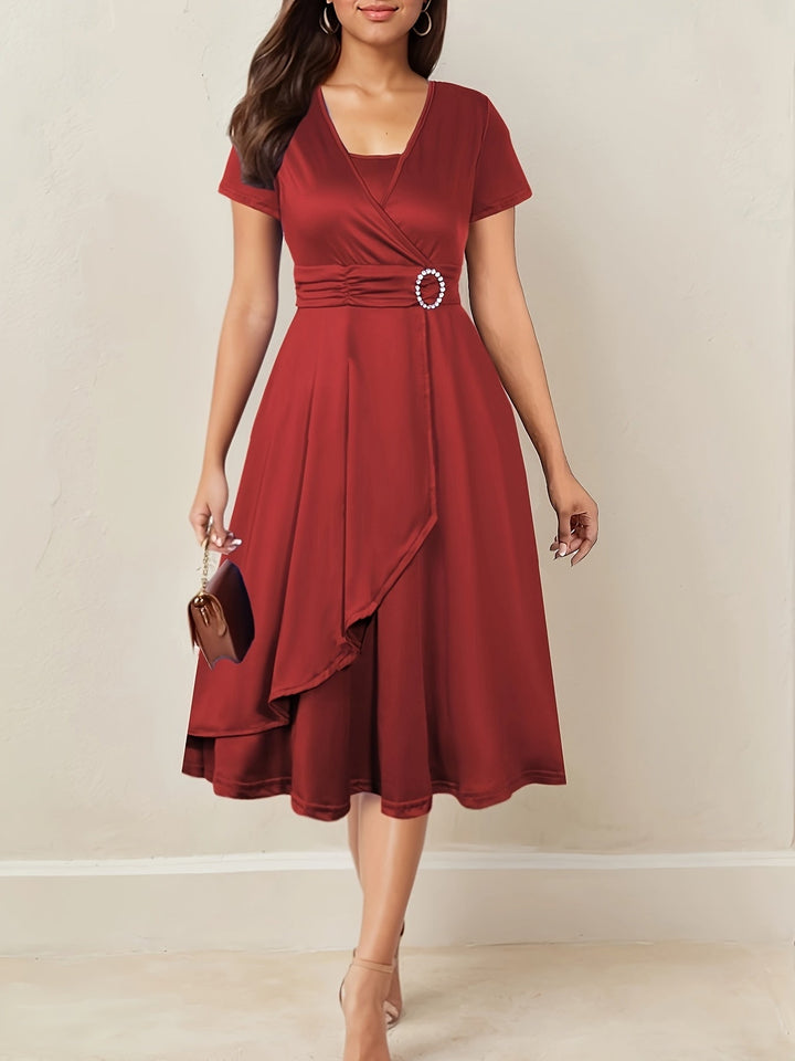Robe Midi Cache-Cœur Ceinturée Femme