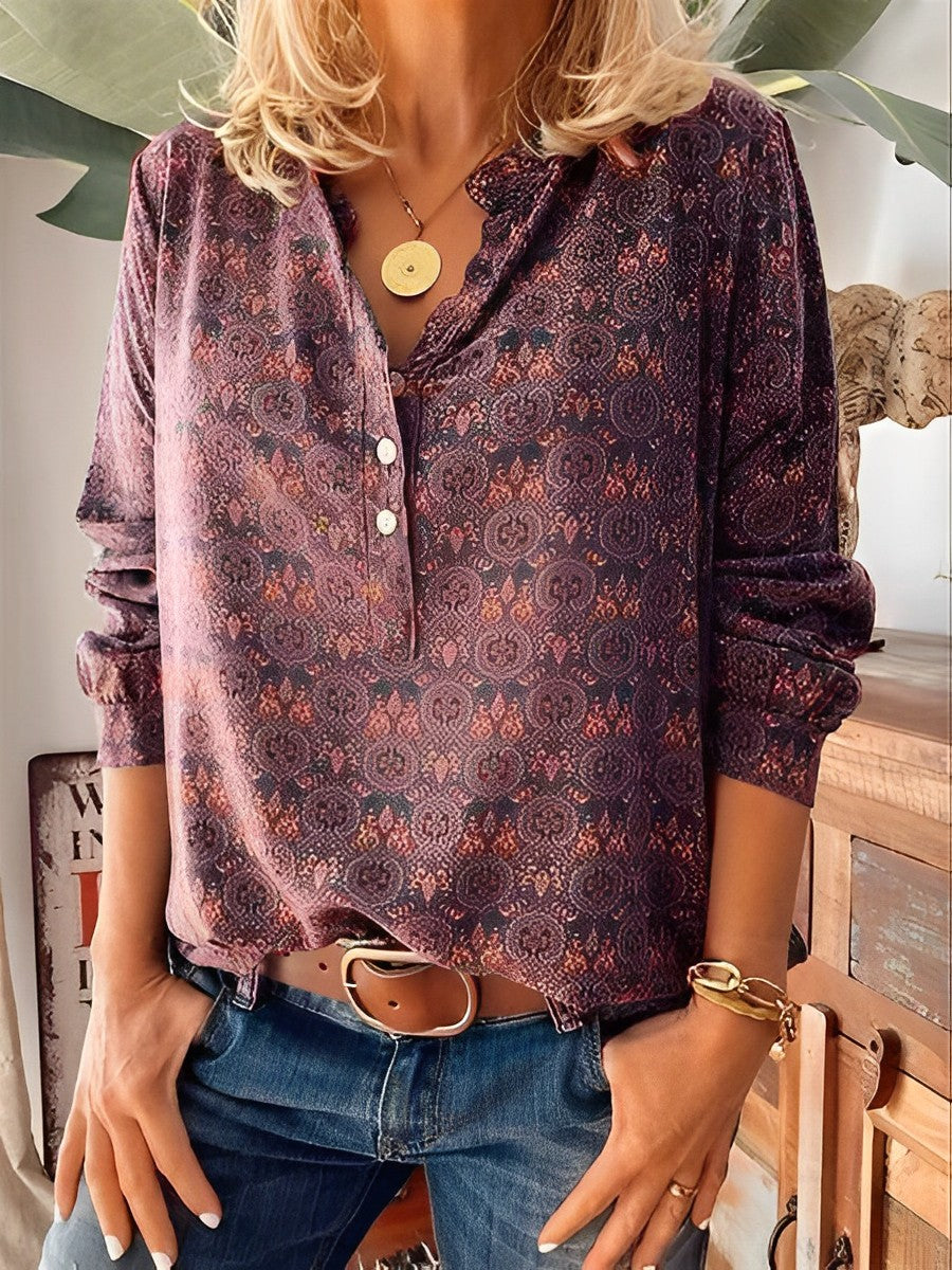 Blouse Imprimée Boutonnée Femme