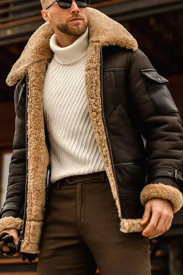 Blouson Court à Col Duveteux Homme