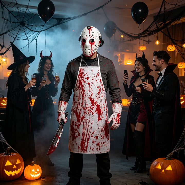 Déguisement Boucher Halloween avec Tablier Homme