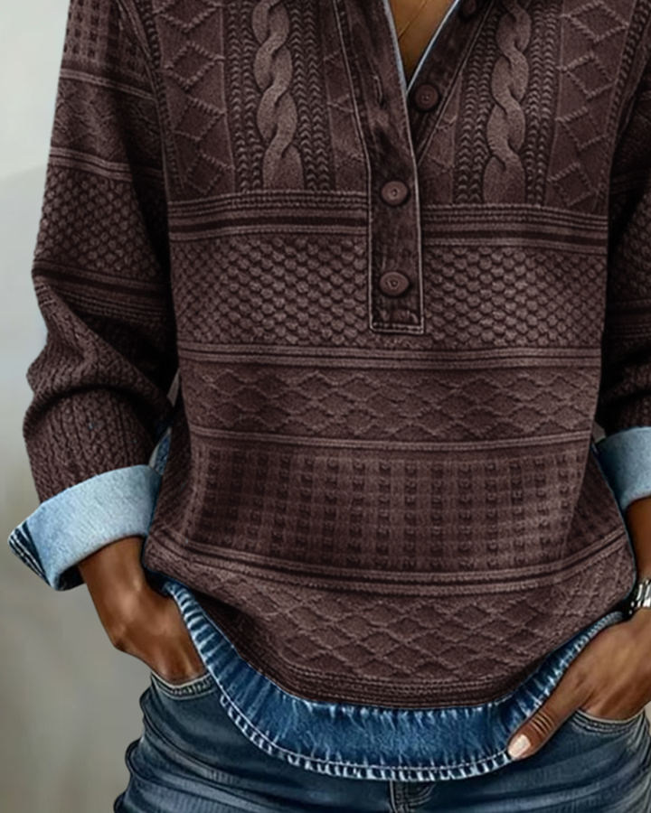 Pull Femme À Col Polo Texturé