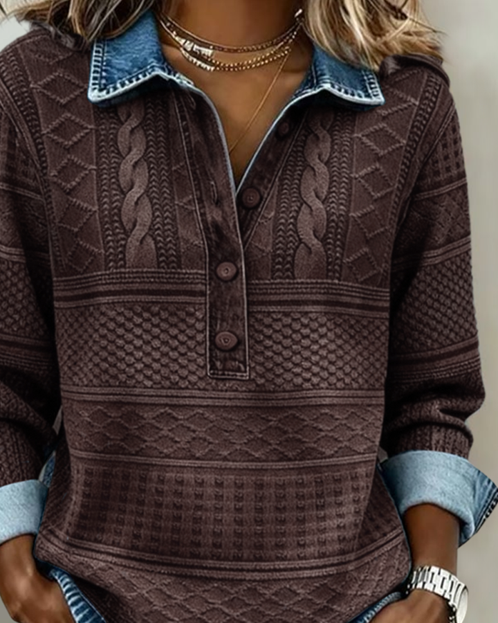 Pull Femme À Col Polo Texturé