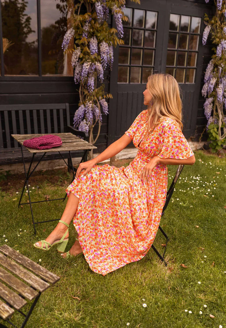 Robe Maxi Fleurie Col V Femme