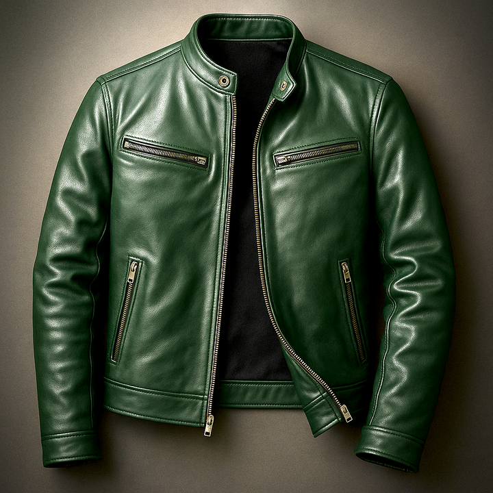 Blouson En Cuir Zippé Homme