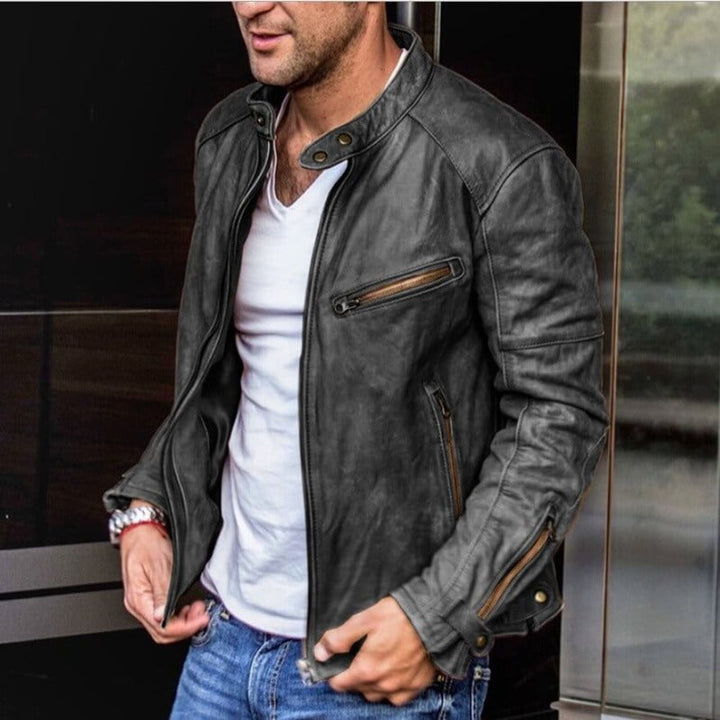 Blouson Court Zippé à Col Montant Homme