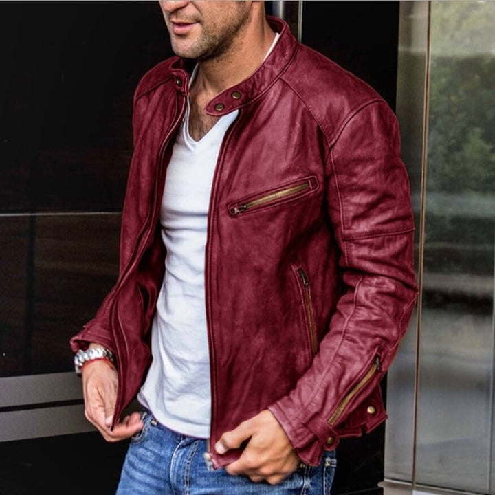 Blouson Court Zippé à Col Montant Homme