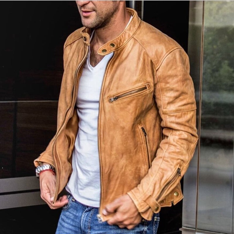 Blouson Court Zippé à Col Montant Homme