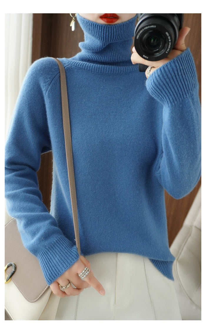 Pull Col Roulé à Finitions Côtelées Femme
