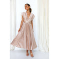 Robe Midi Plissé Soleil Décolleté V Femme