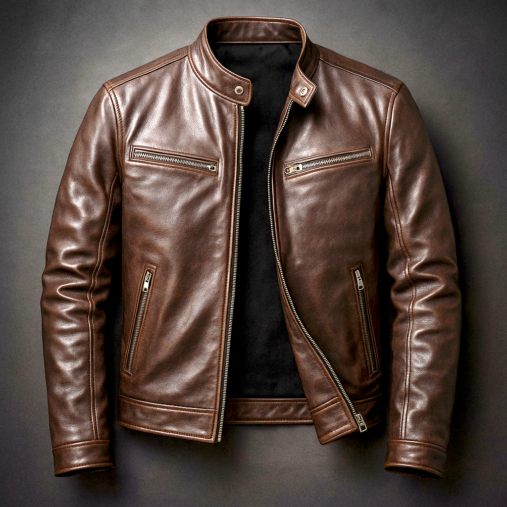 Blouson En Cuir Zippé Homme