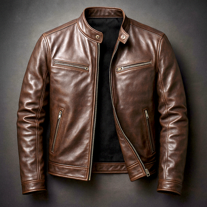 Blouson En Cuir Zippé Homme
