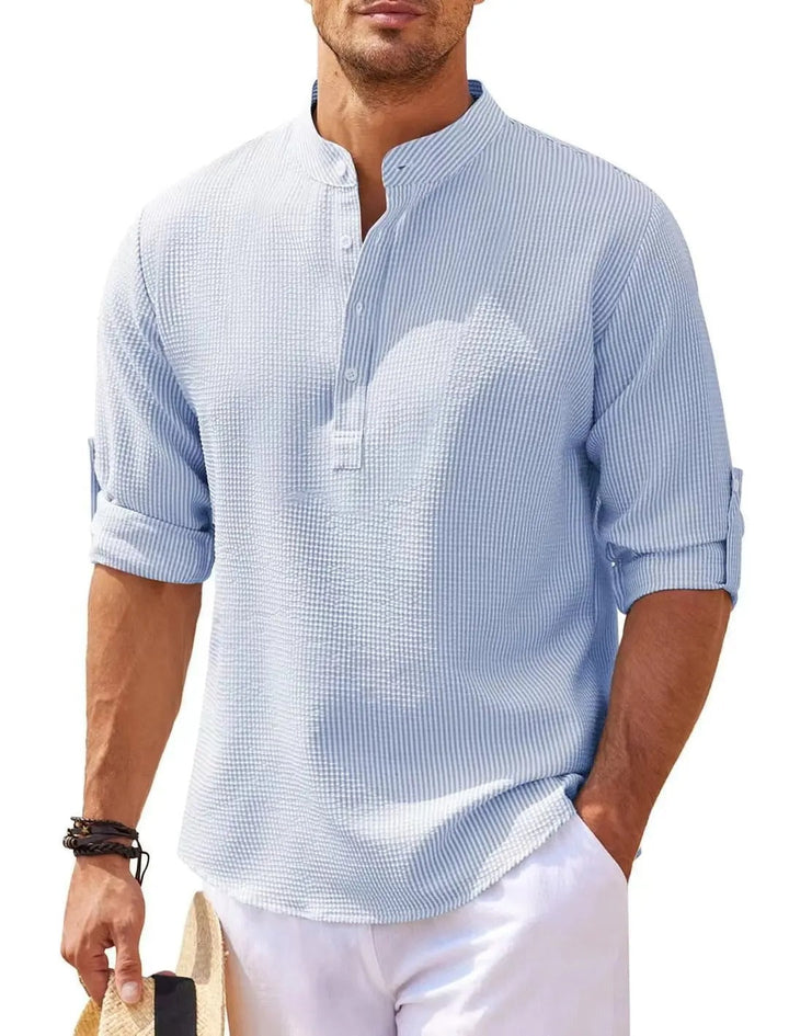 Chemise Col Mao Texturée Homme