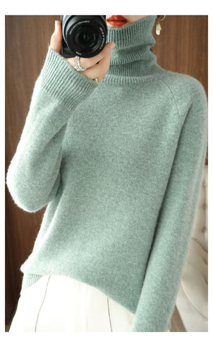 Pull Col Roulé à Finitions Côtelées Femme