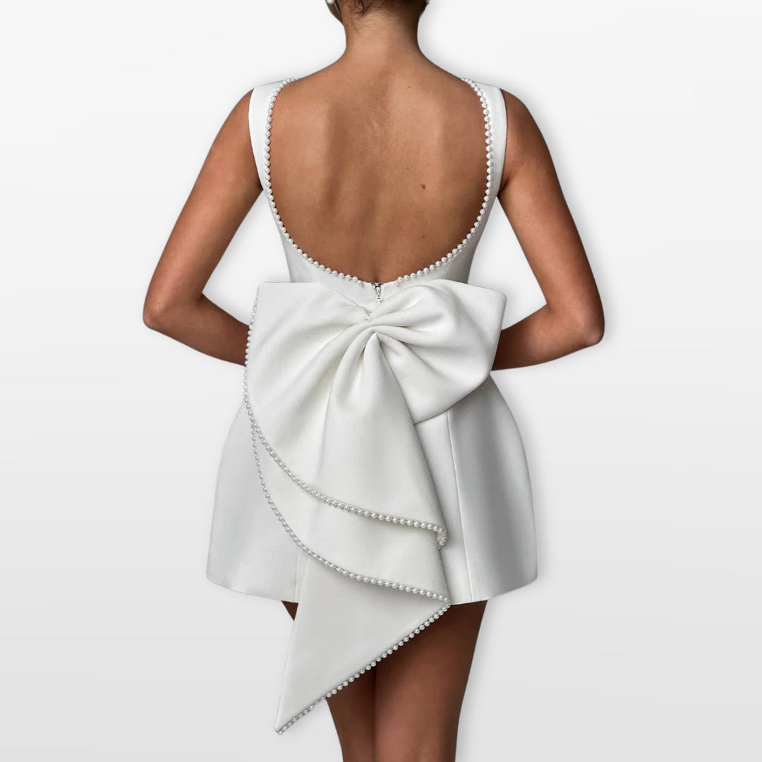 Robe Courte Nœud Dos Élégante Femme