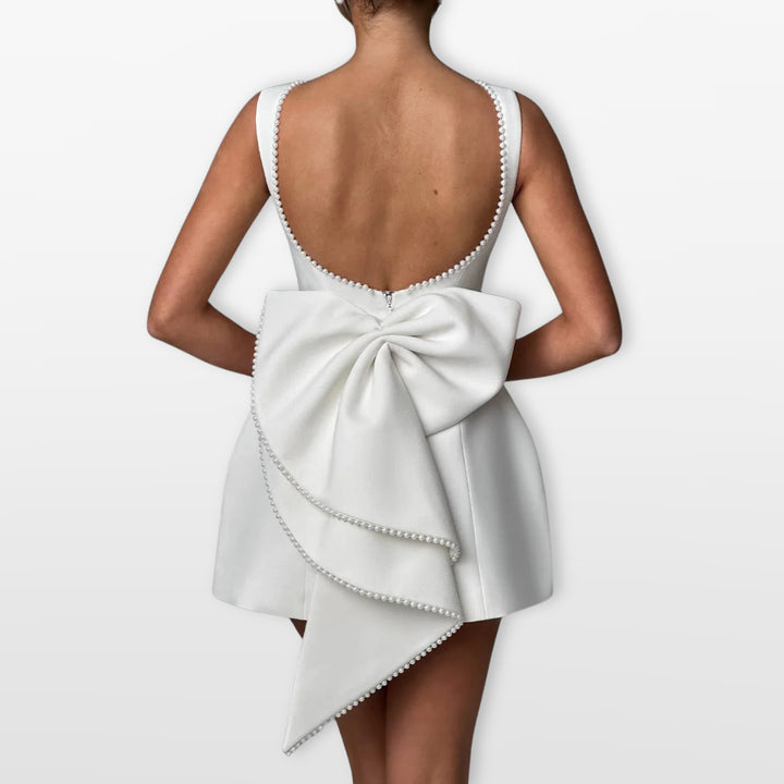 Robe Courte Nœud Dos Élégante Femme