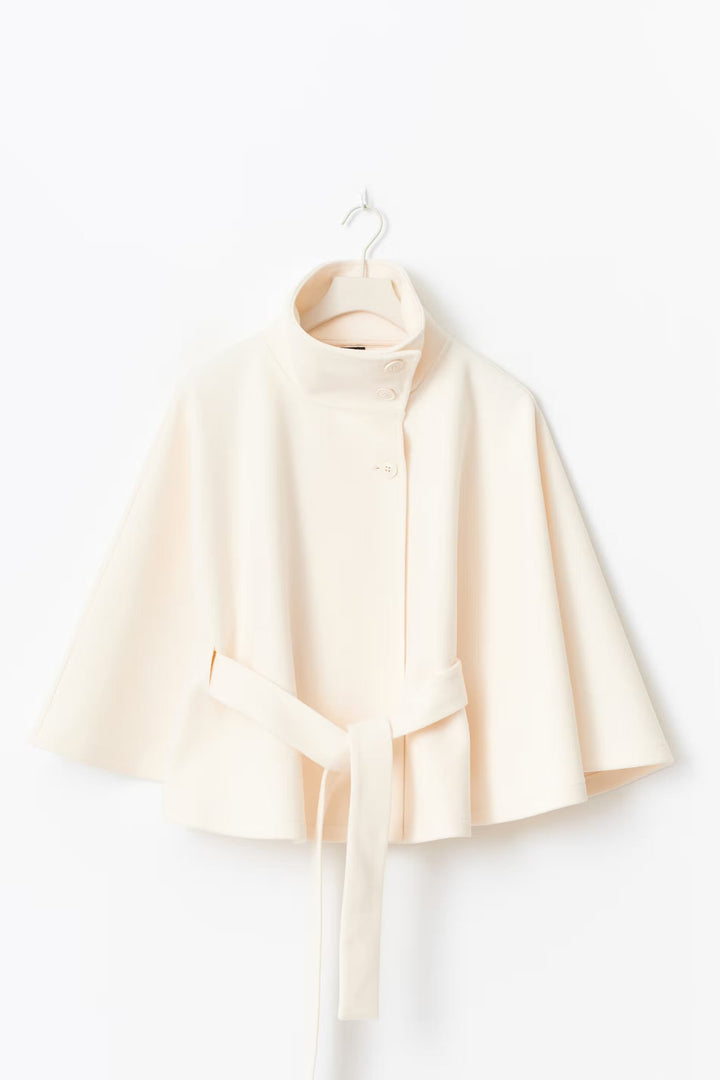 Manteau Cape Court Ceinturé Femme