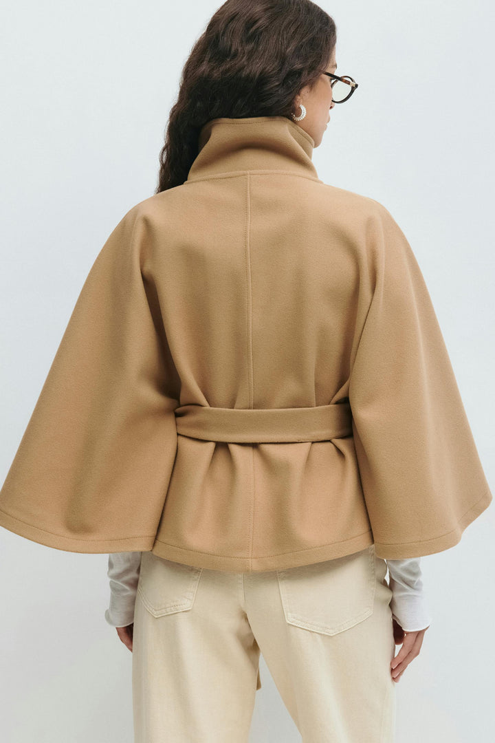 Manteau Cape Court Ceinturé Femme