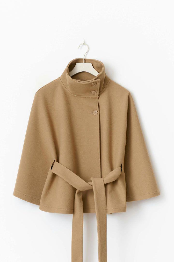 Manteau Cape Court Ceinturé Femme
