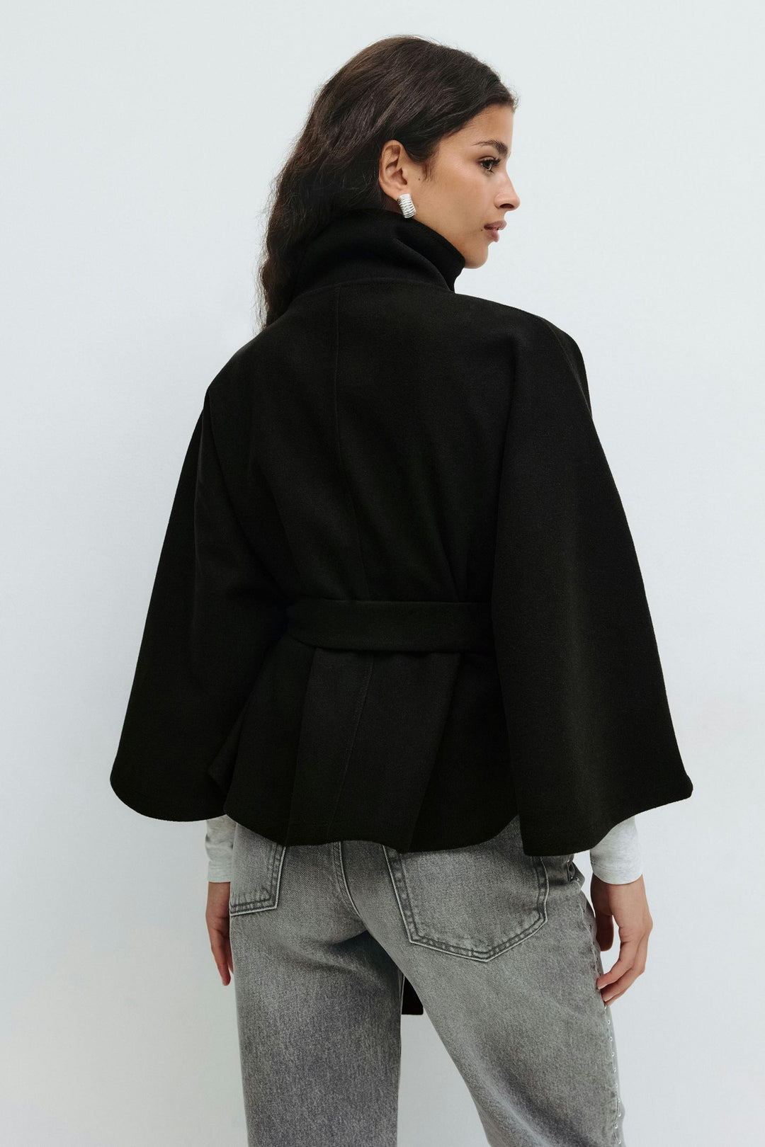 Manteau Cape Court Ceinturé Femme