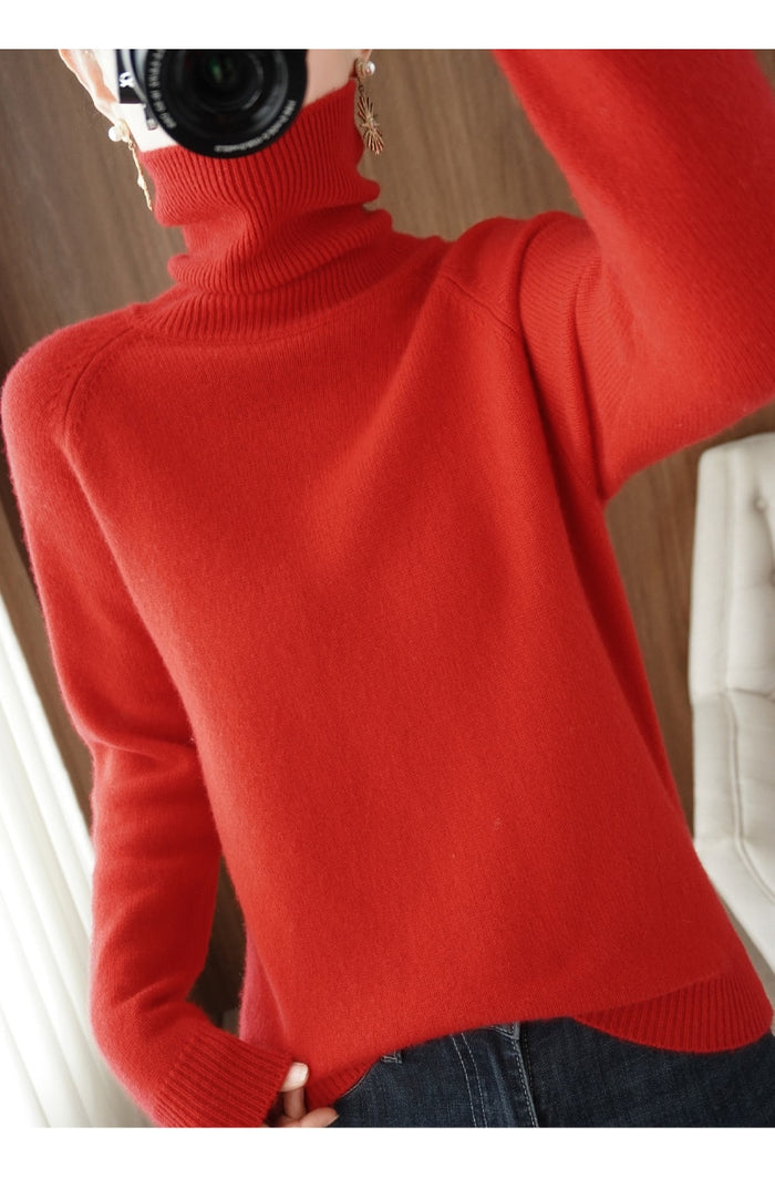 Pull Col Roulé à Finitions Côtelées Femme