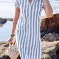 Women's Striped Short-Sleeve Shirt Dress