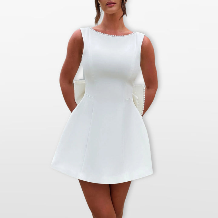 Robe Courte Nœud Dos Élégante Femme