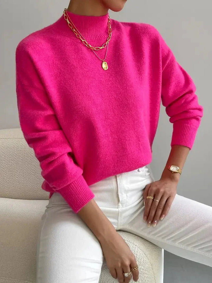 Pull Décontracté Col Montant Femme