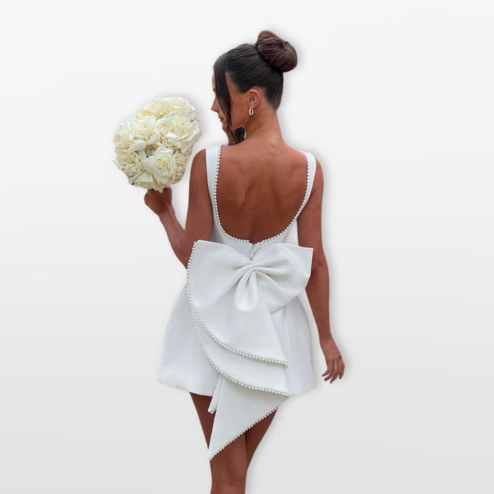 Robe Courte Nœud Dos Élégante Femme