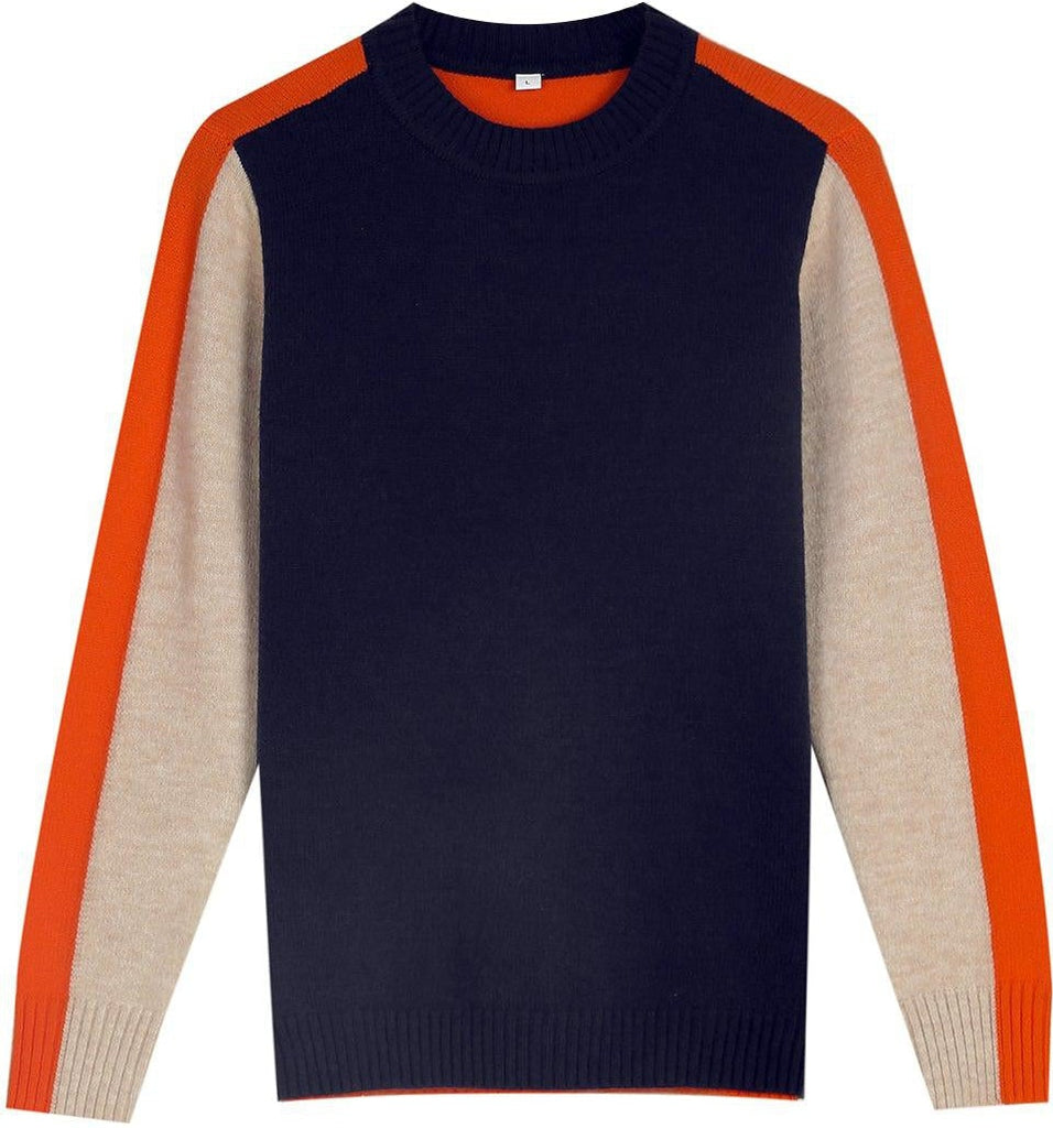 Pull à Empiècements Graphiques Col Rond Femme