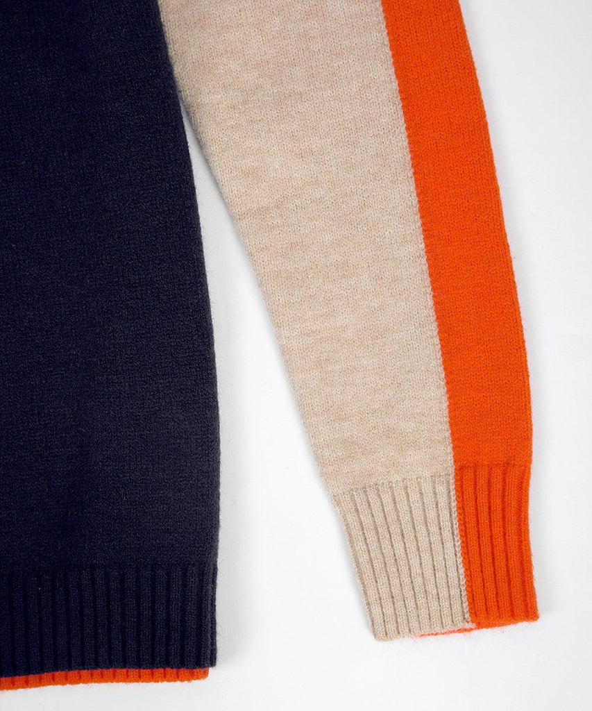 Pull à Empiècements Graphiques Col Rond Femme