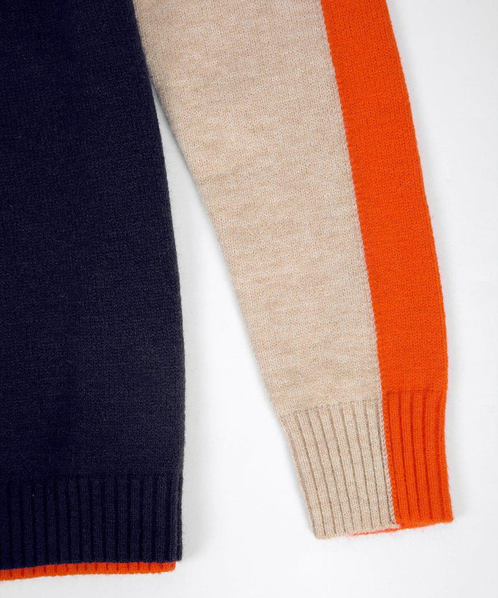 Pull à Empiècements Graphiques Col Rond Femme