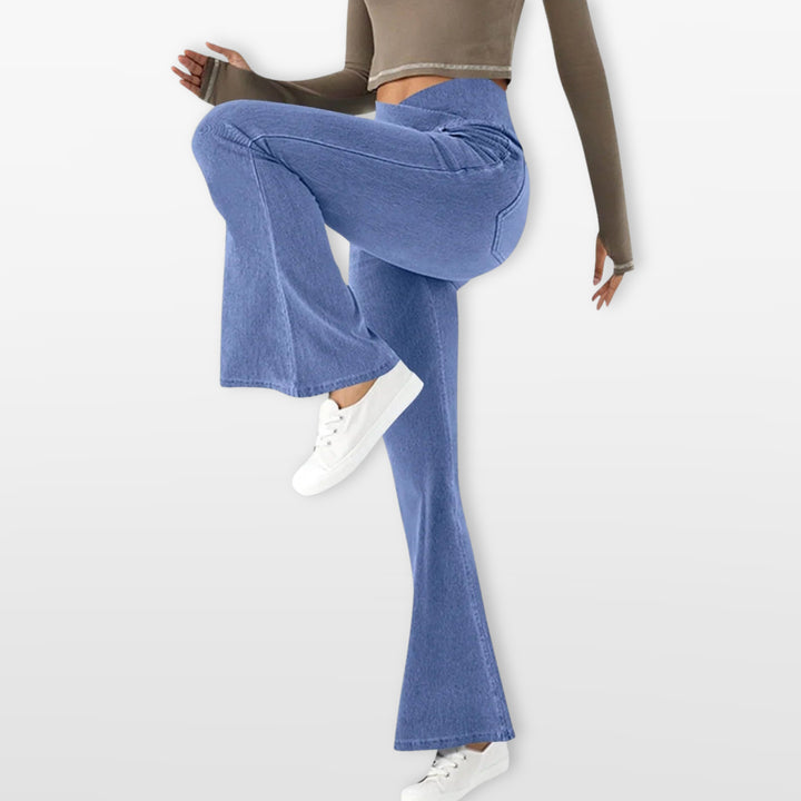 Pantalon Évasé Taille Haute Coupe Bootcut Femme
