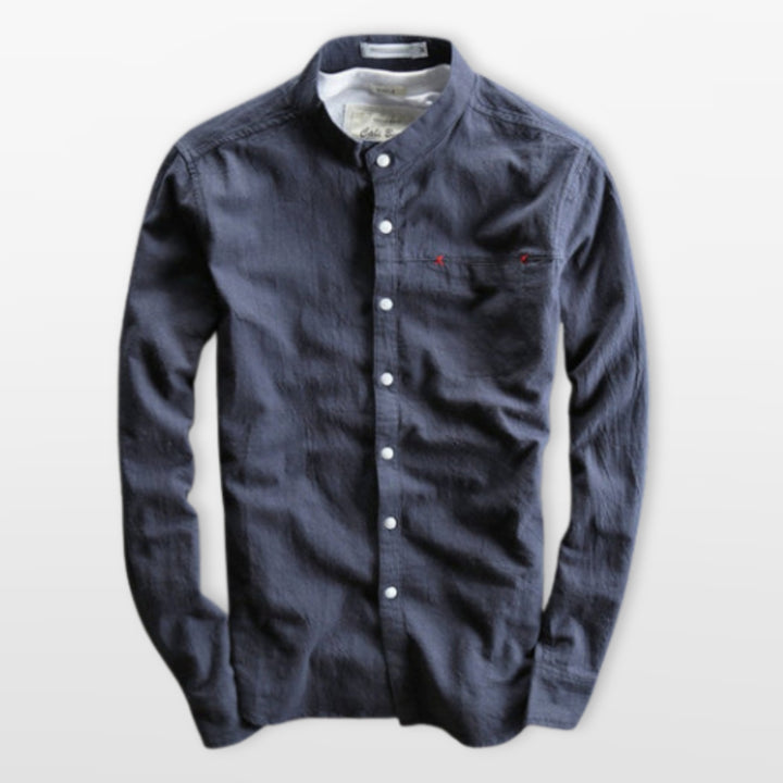 Chemise Col Mao Ajustée Manches Longues Homme