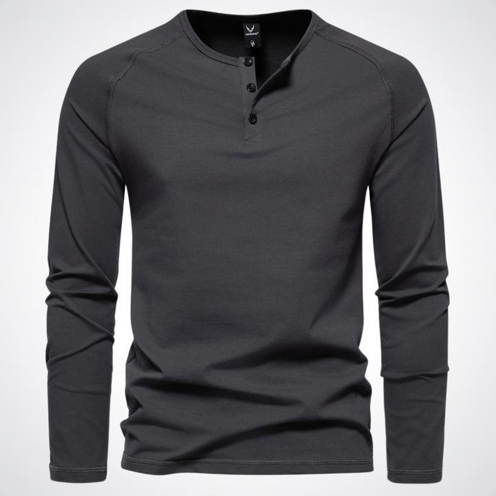 T-shirt à Manches Longues et Col Tunisien Homme